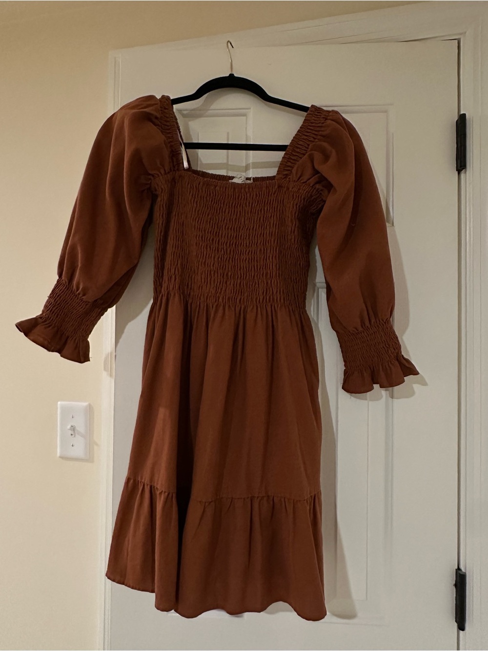 Petal & Pup Rust Brown Smocked Mini Dress